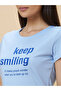 Slogan Print Round Neck Cotton T-Shirt - 5