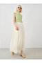 Solid Pleated A-Line Maxi Skirts