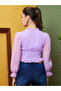 Women Dobby Ruffled V Neck Crop Top - 3
