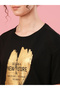 Slogan Print Round Neck Cotton T-Shirt - 4