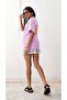 Women's Lilac Oversize Reclaimed Written Fruit Printed Summer T-Shirt - 2