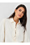 Solid Balloon Sleeve Front Tie-Up Detail Shirt - 3