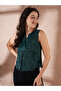 Textured Floral Print V-Neck Sleeveless Top