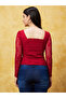 Sweetheart Neck Puff Sleeves Lace Top - 3