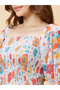 Floral Print Square Neck Flared Sleeves Crop Top - 5