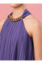 Women Purple Solid Accordion Pleated Top with Chain Detail - 4