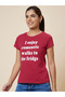 Slogan Print Round Neck Cotton T-Shirt - 4