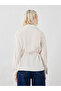 Solid Notch Label Tie-Up Detail Blouse - 5