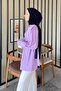 Waist Tied Shoulder Padded Shirt Lilac - 2
