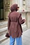 Waist Tied Shoulder Padded Shirt Bitter Brown - 3