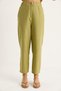 Women's Green Shoulder Knot Detailed Belted Linen Top and Bottom Set 9369 60281075 - 6
