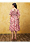 Women Pink Floral Printed Smocked Back A-Line Midi Dress - 3