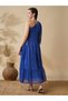 Women Blue Bandhani Print One Shoulder A-Line Maxi Dress with Sequin Detail - 3