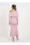 Solid Off Shoulder Mermaid Maxi Dress with Corsage Detail - 5