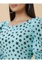Women Blue Floral Printed Puff Sleeves A-Line Knee-Length Dress - 5