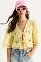 Women's Lemon Yellow Floral Embroidered Muslin Blouse 1023 60283252