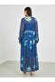 Tie and Dye Print V Neck Shirt Maxi Dress with Belt - 5