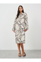 Print Long Sleeves Kaftan Knee-Length Dress - 2