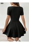 Women's Pocket Shorts Detailed Square Neck Short Sleeve Diving Dress - 5