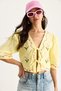 Women's Lemon Yellow Floral Embroidered Muslin Blouse 1023 60283252 - 3