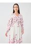 Floral Printed Balloon Sleeve Midi Dress with Smocked Details - 2