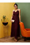Women Self Design V Neck A-Line Maxi Dress with Back Cut Out