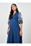 Printed Balloon Sleeves A-Line Maxi Dress - 3