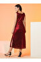 Women Red Plain Cowl Neck Sheath Midi Dress - 3