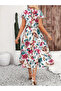 Floral Print Short Sleeve Midi Dress - 3