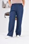Blue Trousers with Wide Legs and Elastic Waist