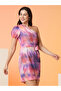 Women Tie and Dye Print One-Shoulder Sheath Mini Dress - 2