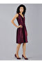 Pleated V Neck A-Line Midi Dress - 3