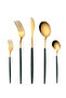SUNHOME 30-Piece Stainless Steel Cutlery Set Green/Gold - 7