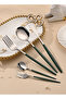 SUNHOME 30-Piece Stainless Steel Cutlery Set Green/Silver - 4