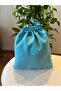 Blue Linen Cloth Pouch - Makeup Bag - Bag Organizer - 20X25- Cloth Pouch - 3