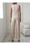 Women's Zero Sleeve Cross V-Neck Front Buttoned Atlas Vest and Trousers Double Set - 3
