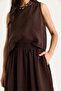 Women's Brown Thick Strap Blouse Elastic Waist Skirt Modal Set 60283447 - 6
