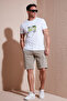 Stretch Cotton Regular Fit Normal Waist Cargo Pocket Shorts Men's Shorts 4510S79Milan - 3