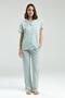 Women's Shirt Pajama Suit, Viscose Fabric, Pocket Detail - 3