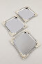 Alve Silver Flower Patterned Stainless 3-Piece Decorative Square Presentation Tray - 3