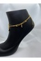 Roman Numeral Double Chain Dangle Gold Gold Color Steel Anklet - 3
