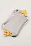Filo Silver Colored Stainless Decorative Rectangular Presentation Tray with Gold Handles - 5