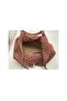 Red Brown Paper Thread Hand Bag - 3