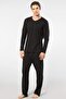 Men's V-Neck Longsleeve Pajama Suit, 50% Modal, 50% Cotton Bottom Sleepwear Is Pocket - 4