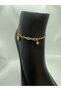 Minimal Stylish Gold Gold Color Steel Anklet with Zircon Stone Detailed Heart - 2