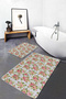 Set of 2 Blue - Pink Rose Motif Floral Patterned Floral Plain & Stylish 2-Piece Bath Mat Set - 3
