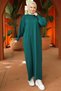 Balloon Sleeve Knitwear Dress Emerald Hm2522 - 3