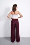 Wide Leg Elastic Waist Casual High Waist Fabric Trousers - 7