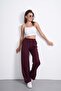 Wide Leg Elastic Waist Casual High Waist Fabric Trousers - 5
