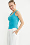Thick Strap Ribbed Basic Undershirt - Turquoise - 3